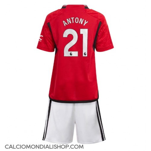 Maglie da calcio Manchester United Antony #21 Prima Maglia Bambino 2023-24 Manica Corta (+ Pantaloni corti)